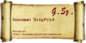 Goszman Szigfrid névjegykártya